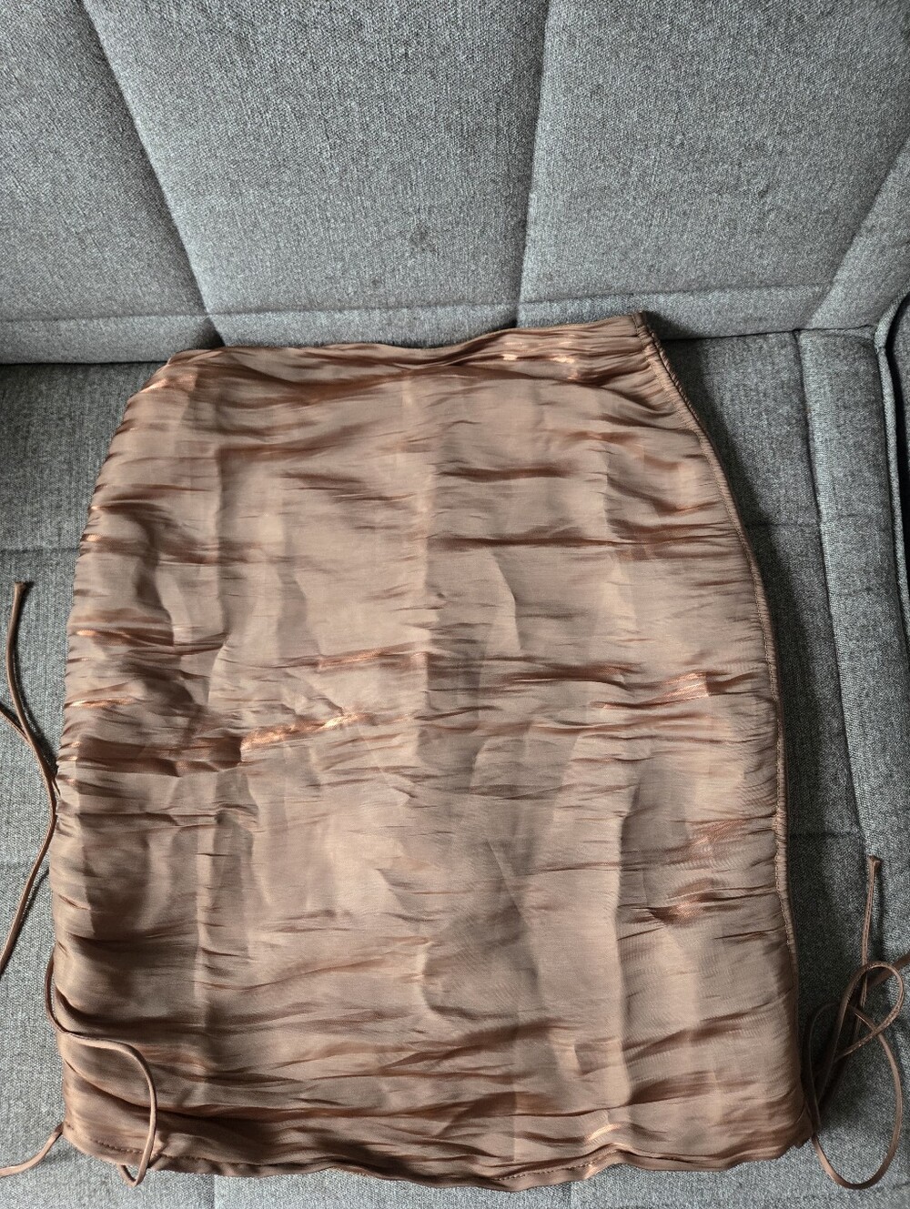 Jluxlabel | Ruched Mini Skirt Size S Bronze Metallic